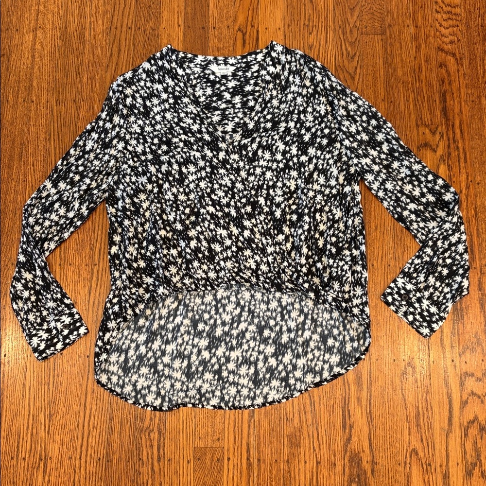 Splendid Women's Black Ditzy Floral Wrap Top – Size M